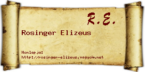 Rosinger Elizeus névjegykártya